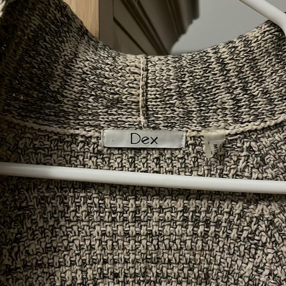Dex Cable Knit Open Sleeveless Cardigan Sweater Taupe & Grey-one size fits all - Picture 2 of 2